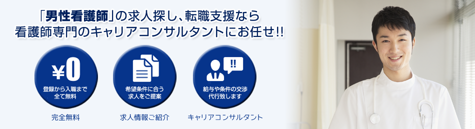 男性看護師の求人転職支援バナー画像